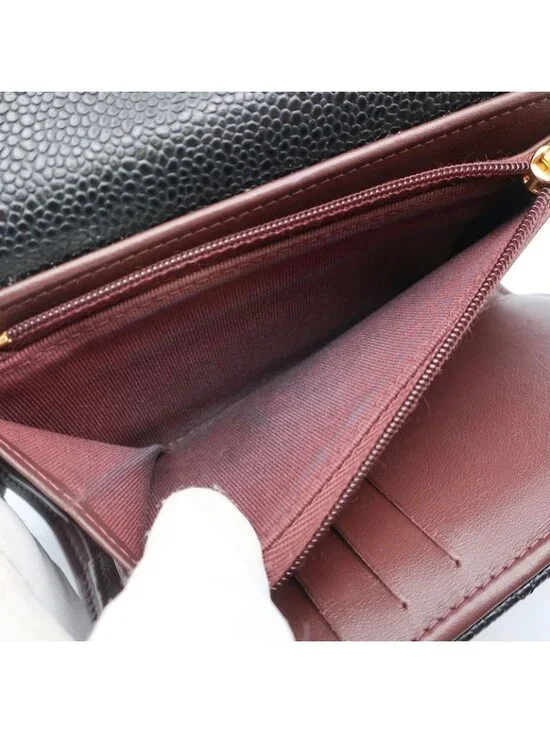 Chanel Quilted Medium Flap Wallet Trifold Caviar Leather Ap0232 - Picture 8 of 10